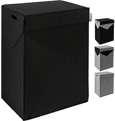 Wäschekorb Groß Wäschesammler Multifunktionaler Filz Aufbewahrungskorb Stylischer Tragbar Wäschesortierer (XXL-1) Hellgrau