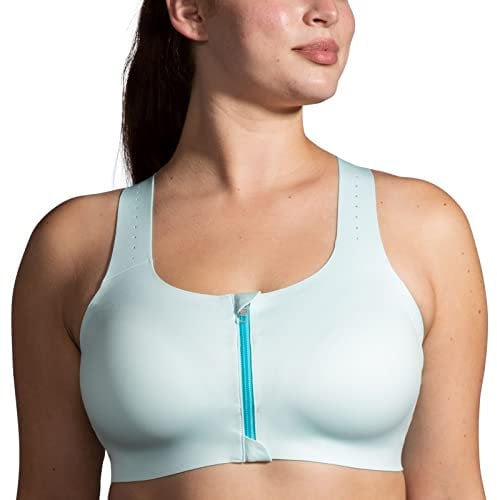 Brooks Dare Zip Run Bra 2.0, Ice Blue/Vivid Teal, 70E