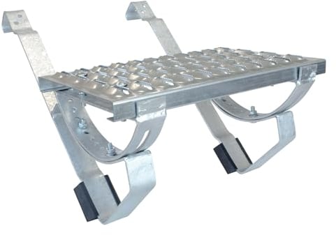 DAPRONA Laufrost Set für gewellte Dachziegel 120cm, Dachtritte für Schornsteinfeger Silber inkl. Montagematerial, TÜV Rheinland zertifiziert