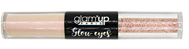 Glam'Up Paris - Ombres à Paupières Duo Glow Eyes - Fard Liquide + Paillettes - Longue Durée - Pigmenté Étincelant - N°03 - Rose Gold