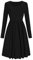 Long Sleeve Plus Size Flared midi Dress for Women UK Ladies Plain Skater Swing Frankie Swing Dress Black