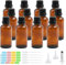 Episkey 12 Stück Braunglasflasche 50ml, Tropfflasche aus Glas Braune Apothekerflasche Set inkl. kleine Glasflaschen Tropfer Trichter Spritze und Etikett (Braun, 50ml)