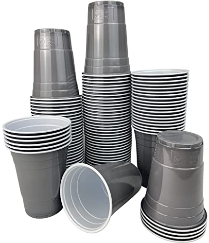 Vitavalley 100x graue Party Plastikbecher - 100 robuste & wiederverwendbare Partybecher - ideal für Festivals, JGAs oder Gartenpartys