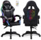Amstrad AMS-900-LED-SKULL - Fauteuil Gaming Noir et Gris - Serigraphie Tête de Mort - Eclairage LED 366 Effets - Télécommande