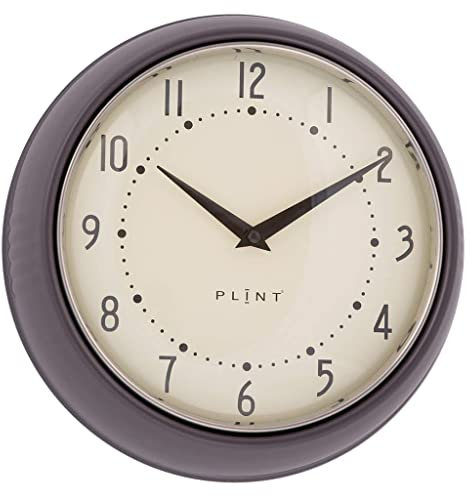 PLINT Retro Wanduhr Silent Non-Ticking Decorative Modern Black Color Wall Clock, Retro Style Wall Decoration for Kitchen Living Room Home, Office, Schule, Easy to Read Large Numbers