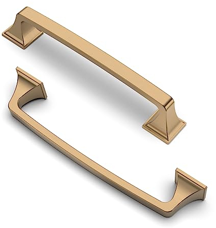 Furniware Pack of 10 Cabinet Handles,Champagne Bronze Hardware Drawer Pulls,Zinc Alloy Kitchen Cabinet Door Handles Pull-160mm(6.3 Inch)Hole Center