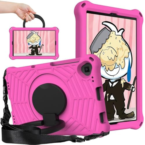 Funda para Lenovo Tab K10 (lanzada en 2021) de 10.3 pulgadas, espuma EVA con patrón de telaraña, con soporte de asa de anillo y correa para el hombro para tablet Lenovo K10 TB-X6C6F TB-X6C6X