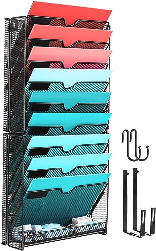 GALASALA Wandordner, 10 Taschen, Netz-Hängeregistratur-Organizer