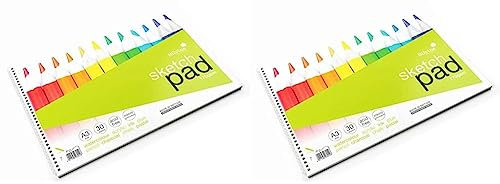 Silvine A3+ Wirebound Sketch Pad. 60 Pages (30 Sheets) 170gsm Smooth Cartridge Paper. Ref 473 (Pack of 2)
