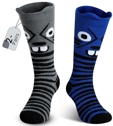 Muezna Kids Wool Ski Socks 2 Pairs Toddler Winter Warm Thermal Snow Socks Boys Girls for Snowboard Skating OTC