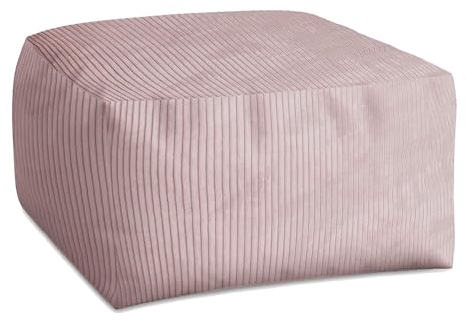 DreamRoots Pouf Hocker Comfort 70x70x40cm - Cord Sitzpuff für Wohnzimmer - Fußhocker für Sessel und Sofa - Sitzablage - Sitzsack