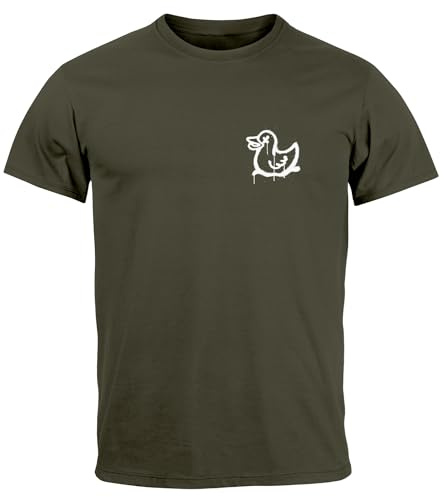 Neverless® Herren T-Shirt Drippy Duck Ente Graffiti Style Printshirt Fashion Streetstyle