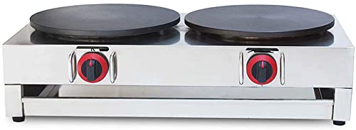 WENKA Máquina de crepes de gas de doble cabeza, sartén antiadherente comercial, crepera tradicional, sartén para crepes, calefacción de gran tamaño, crepé rápido