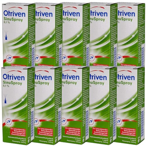 Otriven SinuSpray Nasenspray abschwellend bei Schnupfen und verstopfter Nase, Entzündungen der Nasennebenhöhlen, mentholfrisch I mit give-away von Pharma Perle (SinuSpray 10 x 10ml)