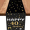 40.Tischläufer Geburtstag,Schwarz Gold Tischdeko 40 Geburtstag Happy Birthday Tischläufer Tischdecke für 40 Geburtstag Party Dekoration 180 x 35cm