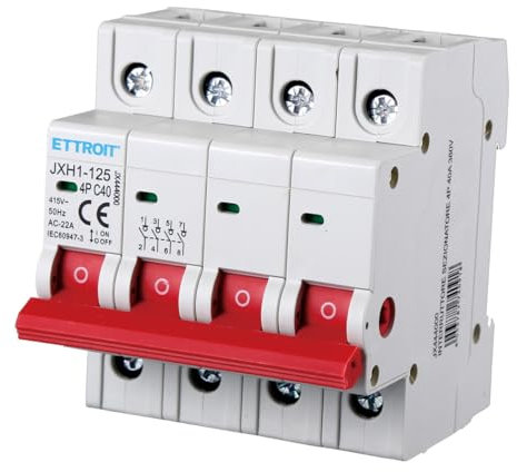 A2ZWORLD Disjoncteur 40A 63A 100A 125A, 4P 415VAC, montage sur rail DIN, occupe 4 modules (40A)
