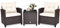 LIFEZEAL Gartenmöbel 3er Set, 2 Rattanstühle & Gartentisch aus PE-Rattan, Sofas & Couchtisch aus gehärtetem Glas, Sitzgruppe mit abnehmbaren Kissen für den Terrassen, Balkon, Garten (Beige)