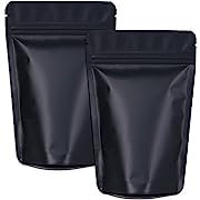 XFXIA 100 Pack Mylar Bags - Smell Proof, Foil Ziplock, Resealable Stand Up Packaging Pouch Bags for Food Storage, Candy, Cookies, Bath Salts (6.29 * 9.44in, Black)