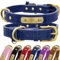 Senristar Personalised Genuine Leather Dog Collar with Engraved Name Plate - Durable and Stylish Custom Dog Collar for Small, Medium, and Large Dogs (L,Blue)