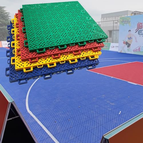 12In/1Ft Outdoor Sport Court Tiles Mat, Basketball Table Tennis Sports Area Playground Interlocking Flooring Tiles, Entrance Garage Door Modular Floor Pads (Orange 10 Piece)