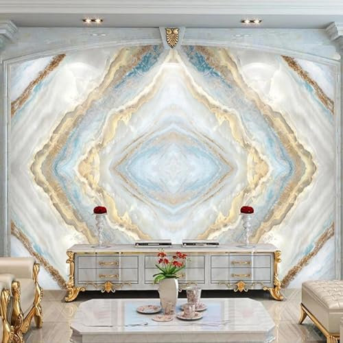 MIXUEXUNLU Papier peint photo 3d à motif de marbre bleu, peinture murale intérieure de hall, salon, arrière-plan de télévision
