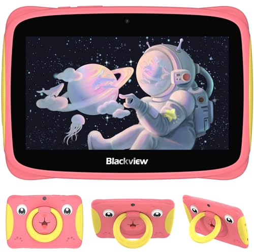 Blackview Kinder Tablet 7 Zoll Tab3Kids Android 13 Tablet 4GB RAM 32GB ROM+128GB Erweiterbar 3280mAh, Tablet für Kinder mit Tragbarem Griff und Sturzsicherer Hülle Vorinstalliertes iKids/GMS