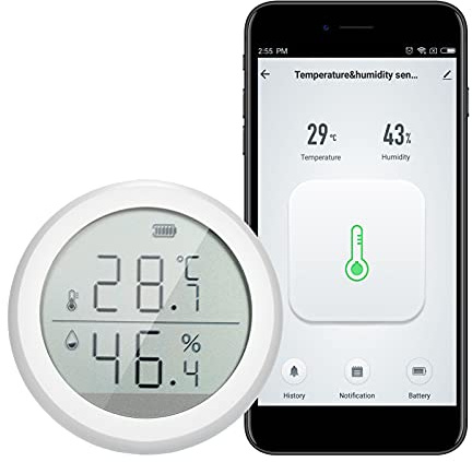 WiFi-Thermometer Hygrometer Smart Feuchtigkeits-Temperatursensor-Messgerät mit App-Benachrichtigung für Heimtiergarage Zigarren-Humidor Kompatibel mit IFTTT-Hub erforderlich