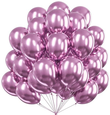 KOBOKO Metallic Luftballons Lila, 50 Stück 12 Zoll für Geburtstag, Ballons Geburtstagsdeko Mädchen, Helles Pastell Ballon, Hellviolett Helium für Hochzeit Deko