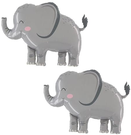 2 Stück Stehende Elefantenballons, Elefantendekoration, 4D-Tierelefantenkopfballons, Elefantenballons