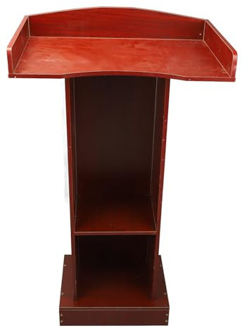 Podiumsständer, Rote Sandelholzfarbe, Modernes, Minimalistisches Holz-Rednerpult, Stabile Struktur, Große Arbeitsplatte, Elegantes Design, Vintage-Rednerpult für Konferenzraum,