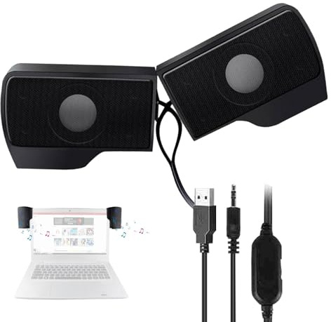 Zvn Zojne Clip on Speakers for Desktop Computer - External Computer Speakers | External Laptop Speakers with Stereo Sound | USB Speakers Small Audio Computer Speakers for Flat Laptop Screen TVS
