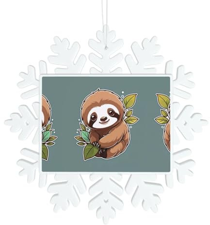 Lustiger Faultier-Anhänger aus Kunststoff, Weihnachts-Schneeflocken-Anhänger, 12,7 cm, Weihnachtsbaumschmuck, lustige Weihnachtsdekoration