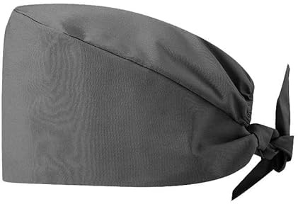OP-Haube – 100% Baumwolle – Standardgröße – Einfarbig – Mit absorbierendem Schweißband – Für Zahnärzte, Tierärzte & Medizinisches Personal – Atmungsaktiv & Bequem (Grau)