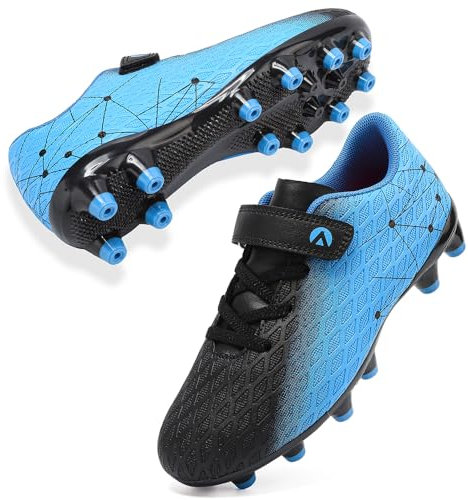 LECYGNB Boys Football Boots Kids Girls Athletics Training Astro Turf Soccer Shoes Teenager Profession Competition Indoor Outdoor Sneakers Unisex Blue Black UK 2.5