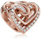 Amieween 925 Sterling Silber Charm für Damen Armbänder Halskette Roségold Herz an Herz Diamant-Anhänger 5A Zirkonia Charms als Valentinstagsgeschenk für Damen