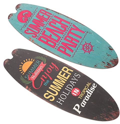 Alipis 2stücke Holz Surfbrett Dekoration Wandornament Hängeschild Für Zuhause Wohnzimmer-dekoration Kreative Holz-plakette Strand-themen Schild