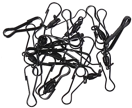 Alipis 10pcs Black 8.0cm Stainless Steel Windsock Clips Dual Swivel Hooks 360° Rotatable Suspension Hangers for Outdoor Gardening and Wind Spinner Accessories