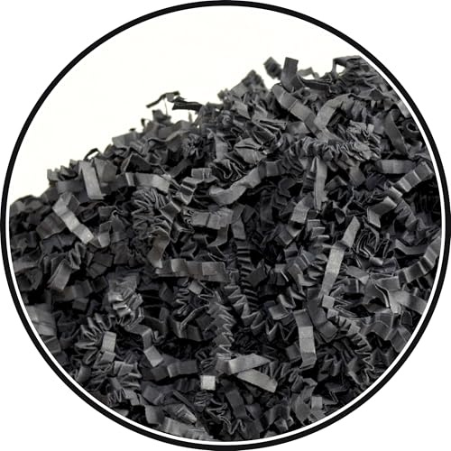 ARKANSIA - 200g Papier Froissé Déchiqueté pour Remplissage Boîte Cadeau & Panier Garni – Frisure Kraft, Calage, Protection, Décoration, Mariage, Fête, Anniversaire, Naissance (Noir, 200g)
