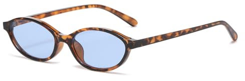 JCTAIFOO Ovale Retro Sonnenbrille für Damen Herren, Vintage Stil Cateye Sonnenbrille, UV400 Brille (Leopard/Blau)