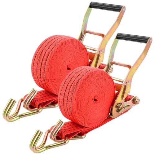 LOLYSIC 2 Stück 6m x 5cm Spanngurte mit Ratsche,2000kg Bruchfeste Zurrgurte,Spanngurte mit Haken für zum Bewegen und Sichern von Ladung in LKWs,Rasengeräten und Motorrädern