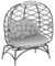 Outsunny Egg Chair Outdoor, 2 Seater Folding Weave Garden Furniture Chair with Cushion, Cup Pockets for Patio Balcony - Light Grey