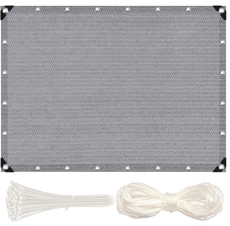 MEEYI Balkon Sichtschutz 80x200cm Balkonbespannung Balkonsichtschutz Balkonverkleidung Sonnenschutz HDPE Gewebe UV-Schutz für Terrasse und Zaun mit Kabelbinder und Kordel grau