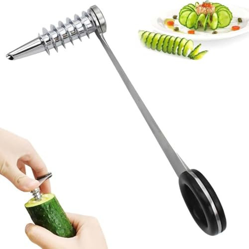 Piranha Spiral Cutting Machine, Piranha Spiralschneidemaschine, Edelstahl-Spiralschneider für Gemüse, Gemüsespiralschneider Hand Slicer, tragbare Kartoffel Spiralschneider Und Obst