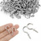 100Pcs Cup Hooks Screw in,Metal Net Curtain Screw Cups in Ceiling Small Mug Hooks for Hanging Plants,Tiny Silver for Suitable for Suspending Patio Lights Keys Basket Wind Chimes Garden Tool,Durability