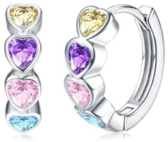 Ohrringe Silber 925 Creolen für Damen Kleine Zirkonia Kinder Ohrringe Mädchen Hypoallergene Huggie Creolen 10MM für Weihnachten