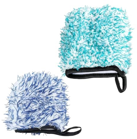 2 Pack Microfiber Car Wheel Wash Mitts Scratch-Free Auto Cleaning Gloves | Soft microfiber cleans wheel spokes, scratch-free alloy rims, secure grip, reusable, great for car wash detailing