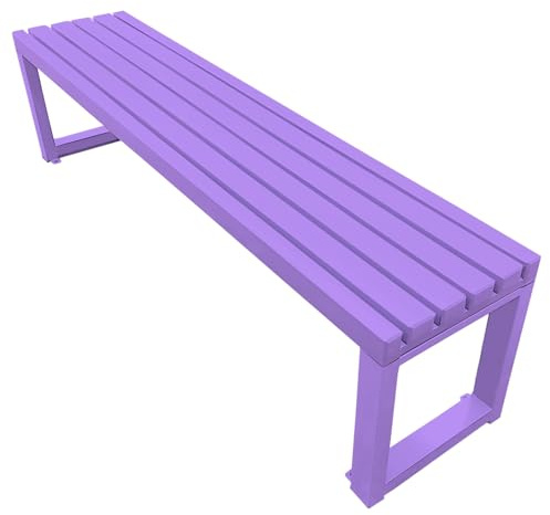 Wetterfeste 2-Sitzer Gartenbank Metall Terrassenfell ohne Rückenlehne perfekt für Balkon Terrasse und Camping in Flieder Größen 100/120/150/180cm