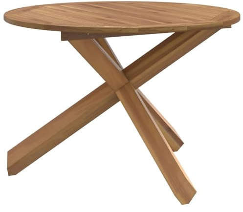 Hoopleep Gartentisch Ø109x74 cm aus massivem Teakholz, runder Outdoor Esstisch für Garten, Terrasse, wetterfest und robust