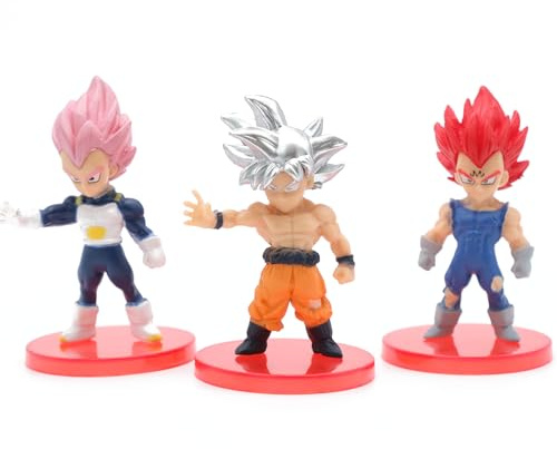 Aristo Solutions 3-teiliges Anime Chibi Figuren Set - Mini Action Manga Sammelfiguren mit Standfuß - Kämpfer & Helden Stil für Anime Fans - Deko, Geschenk & Vitrine - Z Evolution Fighter Set