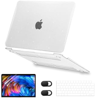 Compatible with MacBook Pro 14 inch Case A3427 A3426 A3434 A3112 2026-2021 Release with M5 M4 M3 M2 M1 Pro/Max Chip, Sparkly Glitter Shell + Keyboard Cover + Screen Protector+ Webcam Cover,Transparent